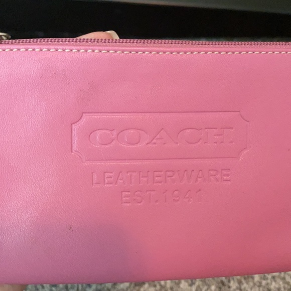 Coach Pink Leather Wristlet Clutch Pouch - Picture 2 of 4